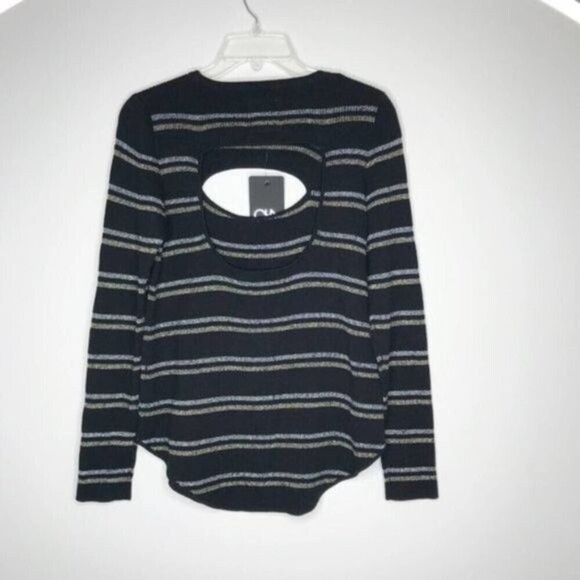 CHASER Metallic Stripe Cutout Sweater  - Picture 8 of 9